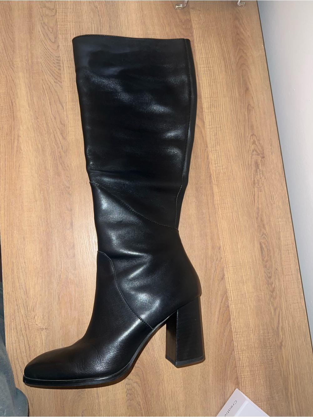 new Dolce Vita fynn knee high heeled boots in black onyx leather